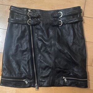 Topshop Black Buckle Mini Skirt